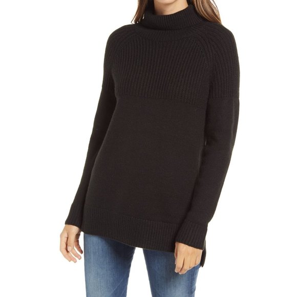 Caslon Sweaters - New Caslon Small Tunic Sweater Mock Neck Knit Womens Black Long Sleeve NWT